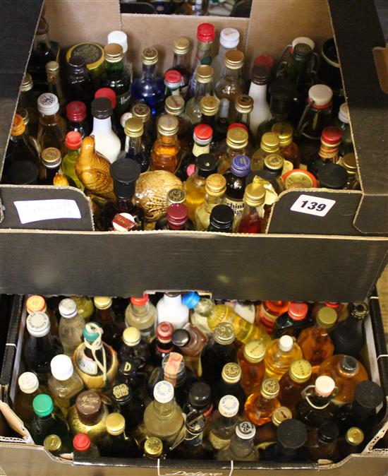 4 boxes of miniature bottles of whisky etc